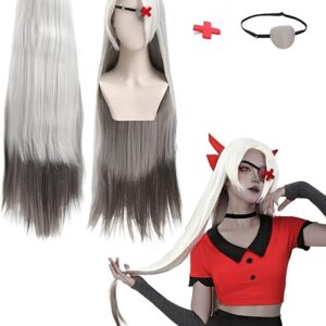 C-ZOFEK Vaggie Cosplay Wig Long Straight Grey Hair Costume Accessories for Women (Grey)