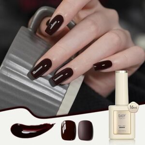 GAOY Dark Red Gel Nail Polish, 16ml Soak Off Gel Polish, UV Light Cure for Nail Art DIY Manicure at Home, 3012 Dark Chocolate