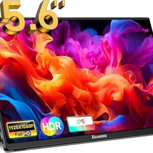 Portable Monitor 15.6 Inch 1080P FHD IPS USB-C Laptop Monitor, HDMI Computer Display w/Smart Cover & Speakers, Ultra Slim HDR Gaming Extern…