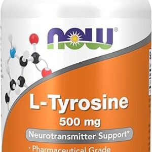 NOW Foods Supplements, L-Tyrosine 500 mg, Supports Mental Alertness*, Neurotransmitter Support*, 120 Capsules