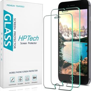 HPTech (2 Pack) Tempered Glass For iPhone SE 2020, iPhone 8, iPhone 7, iPhone 6S, iPhone 6 4.7-Inch Screen Protector, Case Friendly, Easy t…