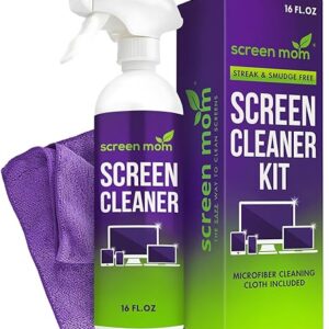 Screen Mom Screen Cleaner Spray and Microfiber Cloth 16oz Screen Cleaner Spray and Wipe for TV, Laptop, Computer, Phone, iPad, Car Screen C…