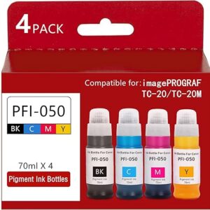 PFI-050 70ml Pigment Ink Tank Set Remanufactured for Canon PFI-050 PFI050 PFI 050 Ink Bottle Compatible with Canon imagePROGRAF TC-20 TC-20…