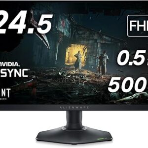 Alienware AW2524H Gaming Monitor – 24.5-inch 500Hz 1ms IPS Anti-Glare Display, HDMI/DP/USB, Height/Tilt/Swivel/Pivot Adjustable, Dell Services – D…