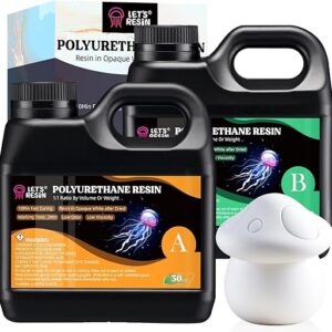 LET’S RESIN Polyurethane Resin, 60oz 2 Part Casting Resin, Fast Cured Resin within 10 Minutes, Ultra Low Viscosity & Low Odor Pourable Liqu…