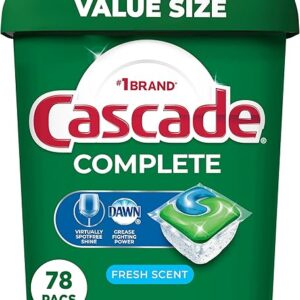 Cascade Complete Dishwasher Pods – Fresh Scent ActionPacs, Dishwasher Detergent, Dishwasher Soap, Detergent Pods, 78 Count