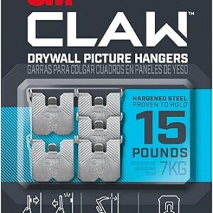 3M CLAW 15 lb. Drywall Picture Hanger with Spot Markers, Heavyweight Hanging Solution for Room Decor and Office Decor, Including Mirrors or…
