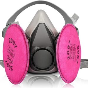 Half Facepiece Reusable Respirator， with 2097 filters Against Dust, Particle, Pollen, Lead Paint & Asbestos,Widely Used in Painting, Cement…