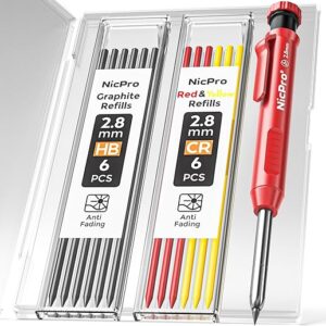 Nicpro Mechanical Carpenter Pencil Set with Sharpener