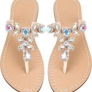 Available in 13 Colors,Rhinestone Sandals,Women’s Flat Sandals,Flip Flop,Jeweled Sandals