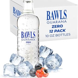 BAWLS Guarana Zero, BAWLS Guarana Drink, Guarana Soda, Guarana Fueled Soda for Energy, High Energy Caffeinated Drink, 10oz 12 Pack Glass Bottles