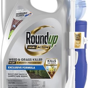 Roundup Dual Action Weed & Grass Killer Plus 4 Month Preventer with Sure Shot Wand, 1 gal.