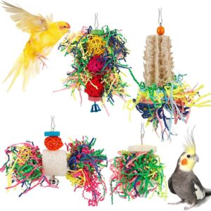Bird Toys Bird Shredding Foraging Toys Parakeet Toy Chewing Hanging Toy Bird Shredded Paper Bird Cage Accessories Bird Rope Perch for Conur…