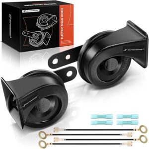 A-Premium Dual Snail Horn High Low Universal Electric Horns – 12V 110dB – Compatible with most Passenger Cars, Commercial/Off-Road Vehicles…