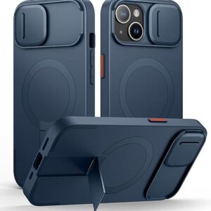 SURITCH for iPhone 13/14 Case with Magnetic Camera Slide Cover and Adjustable Kickstand, Compatible with MagSafe, Shockproof Bumper Case Slim Prot…