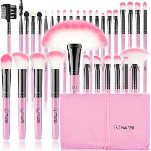 Makeup Brushes, VANDER 32pcs Professional Soft Synthetic Kabuki Cosmetic Eyebrow Shadow Makeup Brush Set Kit