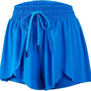 Flowy Running Shorts for Women Workout Athletic Gym Yoga Butterfly Skirt with Pockets Spandex Cute Clothes Summer