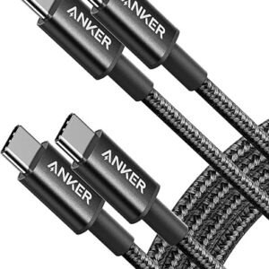 Anker USB C to USB C Cable, Type C 60W Fast Charging Cable (6FT, 2Pack) for iPhone 16 Series, iPad Mini 6 and More (USB 2.0, Black)