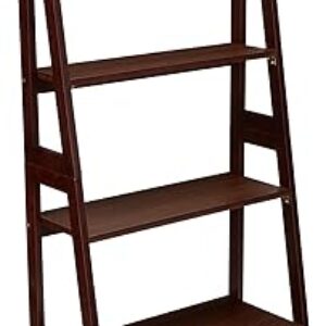 Amazon Basics Ladder Bookshelf Organizer, Solid Rubberwood Frame, Espresso Finish, 5 Shelves, 14″ D x 24.8″ W x 70.1″ H