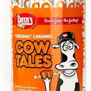 Goetze’s Candy Vanilla Caramel Cow Tales – 2.25 Pound Canister (36 Ounces) – Fresh from the Factory