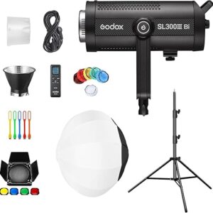 Godox SL300IIIBI LED Video Monolight Softbox Lighting Kit, APP Control Continuous Light with Bowens Mount Softbox, Light Stand for Professi…