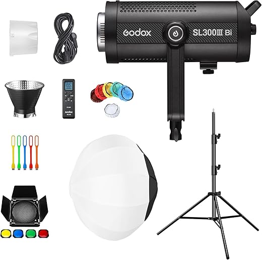 Godox SL300IIIBI LED Video Monolight Softbox Lighting Kit, APP Control Continuous Light with Bowens Mount Softbox, Light Stand for Professi...