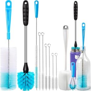 Holikme Bottle Brush Tube Cleaning Lab Set with Long Handle, Cup Cleaner for Washing Narrow Neck Beer Wine Decanter Pipes Lids Sinks Cap Covers, White