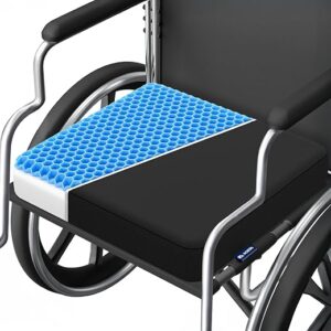 Gel Memory Foam Wheelchair Seat Cushion for Sciatica and Back Pain Relief, Dual-Layer Wheelchair Cushions for Seniors with Support & Breathability…