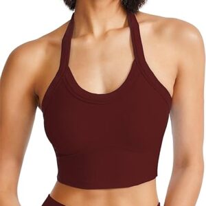 QUOJIZY Halter Longline Ribbed Sports Bra
