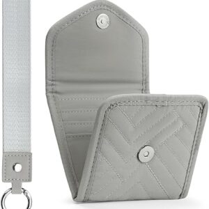 BOSTANTEN Card Holder Wallet RFID Slim Wallet for Women Trifold Small Wallets Woman with Zipper Coin Pocket & Keychain Wristlet Grey