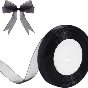 Black Sheer Organza Ribbon 5/8 inch 50 Yards