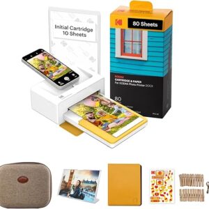 KODAK Dock Plus 4Pass Instant Photo Printer (4×6 inches) + 90 Sheets Gift Bundle