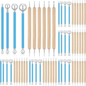 Teenyyou 6 Sets Dot Painting Tools 60 Pcs Clay Pottery Modeling Tools Metal Embossing Tools Ceramic Clay Dotting Tools for Painting Mandala…