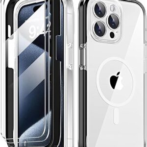 COOLQO Magnetic for iPhone 15 Pro Max Case with Screen Protectors, Compatible with MagSafe, Military Grade Drop Protection, Dual Layer Desi…