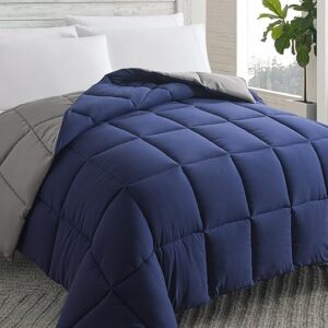 Cosybay Down Alternative Comforter (Blue/Grey, Queen) – All Season Soft Quilted Queen Size Bed Comforter – Duvet Insert with Corner Tabs -W…