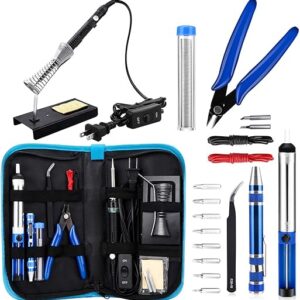 Soldering Iron Kit, Upgraded 60W Adjustable Temperature Welding Tool with ON-OFF Switch, 8-in-1 Screwdrivers, 2pcs Soldering Iron Tips, Sol…