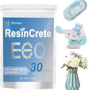 JDiction ResinCrete, 3000G Water-Based Eco-Friendly Formula, 20-30 Minutes Demold Fast Curing Eco Casting for Beginners,Mineral Casting Pow…