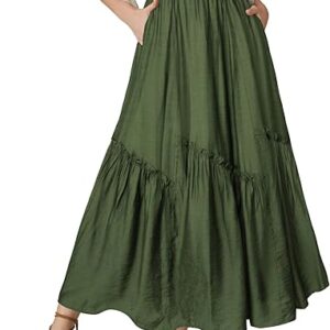 Scarlet Darkness Maxi Skirts for Women Renaissance High Waisted Boho Tiered Flowy Skirt with Pockets