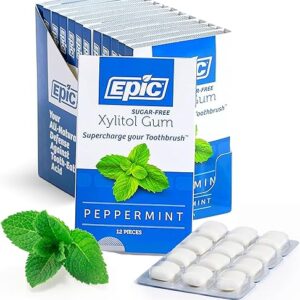 Epic Gum – Aspartame Free 100% Xylitol – Chewing Gum Sugar Free Gum – Peppermint Flavored, 12 Pieces (Pack of 12)