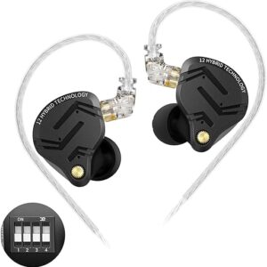 in Ear Monitor IEM Headphones,KZ ZS12 PRO X 1DD+5BA Hybrid Wired Gaming Earbuds,KZ Earbuds Earphones,Best in Ear Headphones with 2PIN Cable…