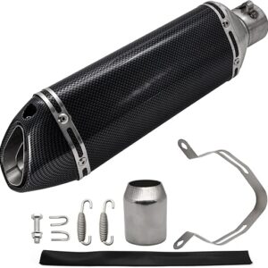 Motorcycle Slip On Muffler,1.5-2″ Carbon Fiber Unversal Slip on Silencers & Mufflers For Dirt Bike Street Bike Scooter ATV Racing Pipes