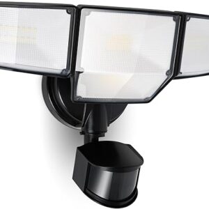 LUTEC 80W 9000LM LED Security Light Motion Sensor Outdoor Lights, 4 Head LED Flood Lights Outdoor 5000K Daylight, IP65 Waterproof, Motion Detected Lights for Outside, House, Garage, Yard (Black)
