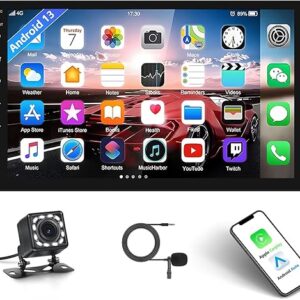 AMprime Android Double Din Car Stereo with Apple Carplay 10.1” Touchscreen Car Radio Support Bluetooth, WiFi, GPS, FM, SWC + Rear Camera & Extern…