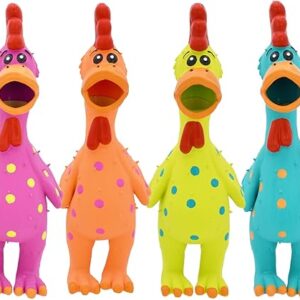 Multipet’s 11.5-Inch Latex Polka Dot Globken Chicken Dog Toy, Assorted Color – 1 Count