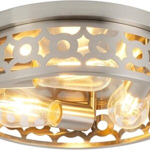 Flush Mount Ceiling Light Fixtures,13 inch Brushed Nickel 3-Light Light Fixtures Ceiling Mount for Farmhouse Kitchen Bedroom Hallway 1 Pack
