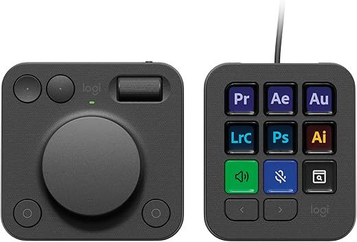 Logitech MX Creative Console - 9 Customizable LCD Keys, Control Dial for Graphic Design, Video Editing, Control Adobe, Zoom, Spotify and Mo...