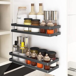 Spice Rack Organizer Wall Mount, 10″ Hanging Black Spice Organizer Shelf, Farmhouse Seasoning Organizer, Space Shelves Holder for Kitchen, …