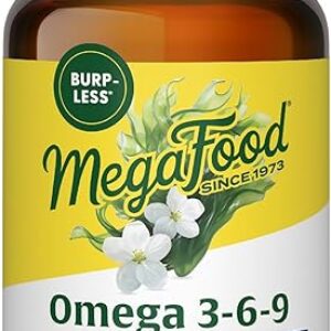 MegaFood Vegan Omega 3 6 9 – Burp-Less Supplement – 600 mg Plant-Based Omega-3 & 150 mg DHA Per Serving – Heart, Brain, Vision & Joint Suppo…