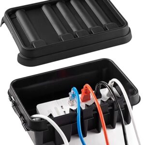 SockitBox – The Original Weatherproof Connection Box – Indoor & Outdoor Electrical Power Cord Enclosure for Timers, Extension Cables, Transformers, Power Strips, Lights, Tools & More – Medium – Black