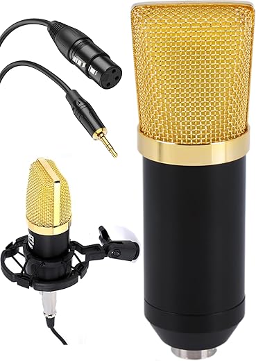 Pyle Cardioid Condenser Microphone Kit -1-Pack Pro Audio Large Diaphragm Universal Mic with Shock Mount & XLR Cable, Ideal for Podcast, Str...